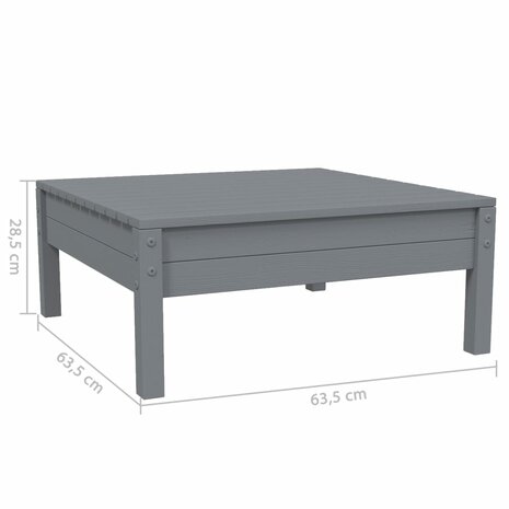 3-delige Loungeset met kussens massief grenenhout grijs 11