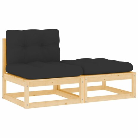 2-delige Loungeset met kussens massief grenenhout 1