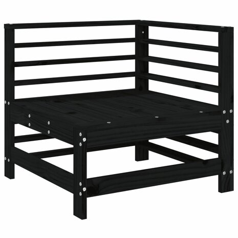 3-delige Loungeset massief grenenhout zwart 4