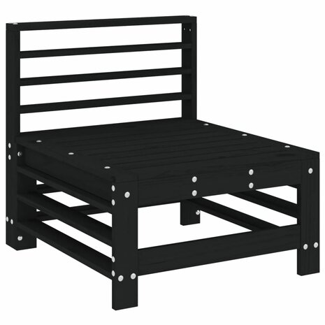 3-delige Loungeset massief grenenhout zwart 5