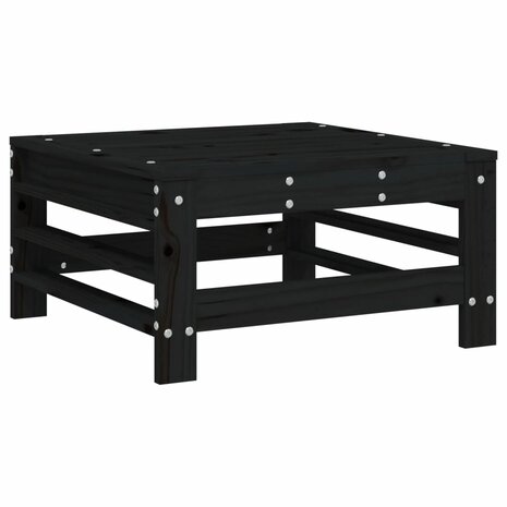 3-delige Loungeset massief grenenhout zwart 6
