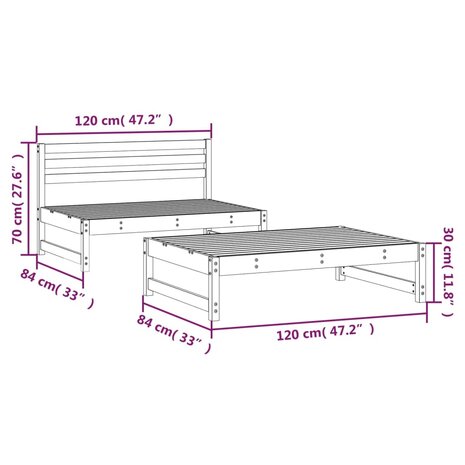 2-delige Loungeset massief grenenhout 7