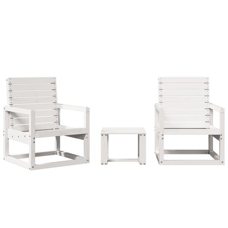 3-delige Loungeset massief grenenhout wit 2