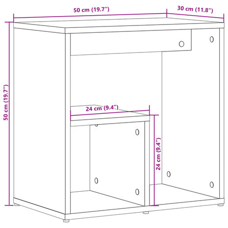 Bijzettafel 50x30x50 cm spaanplaat sonoma eikenkleurig 10