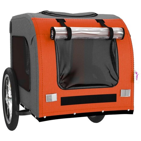 Hondenfietstrailer oxford stof en ijzer oranje en grijs 5