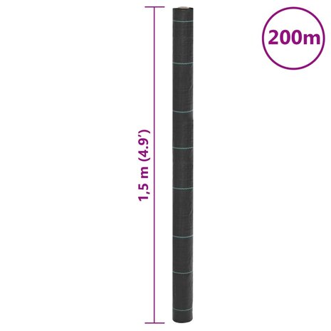 Worteldoek 1,5x200 m polypropeen zwart 8