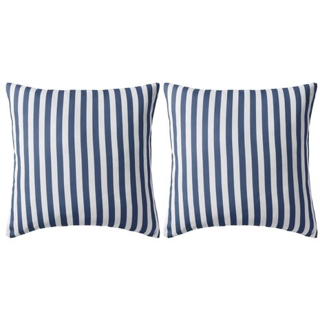 Buitenkussens 45x45 cm gestreept marineblauw 2 st 1