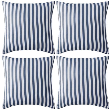 Buitenkussens 45x45 cm gestreept marineblauw 4 st 1