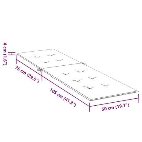 Terrasstoelkussen (75+105)x50x4 cm beige 9