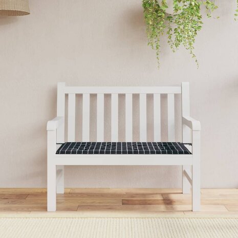 Tuinbankkussen ruitpatroon 100x50x3 cm oxford stof zwart 1