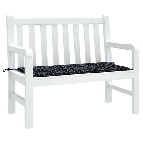 Tuinbankkussen ruitpatroon 120x50x3 cm oxford stof zwart 3