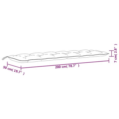 Tuinbankkussen 200x50x7 cm stof roze 7