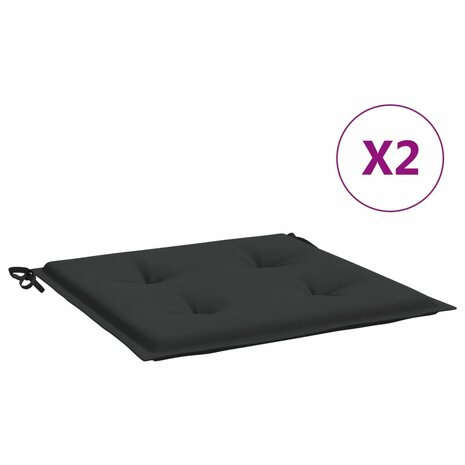 Tuinstoelkussens 2 st 40x40x3 cm oxford stof zwart 2