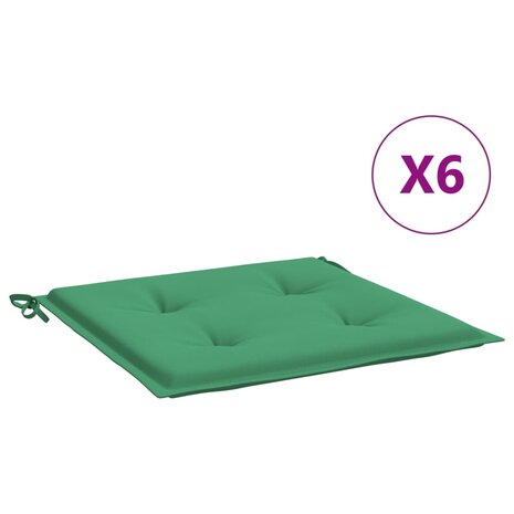 Tuinstoelkussens 6 st 50x50x3 cm oxford stof groen 2