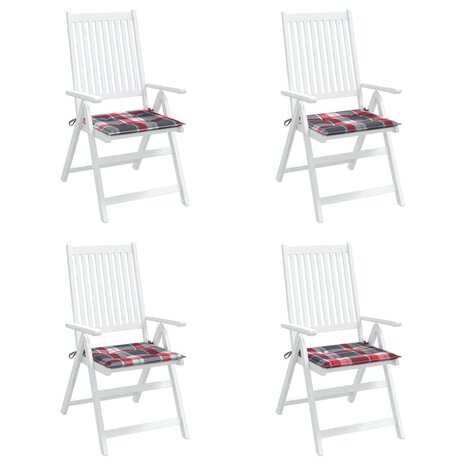 Tuinstoelkussens 4 st 50x50x3 cm oxford stof ruitpatroon rood 4