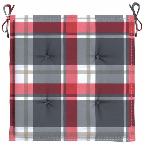 Tuinstoelkussens 4 st 50x50x3 cm oxford stof ruitpatroon rood 5