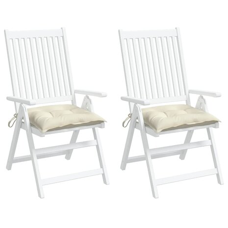 Stoelkussens 2 st 40x40x7 cm stof crèmewit 3
