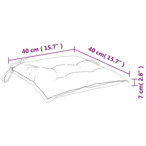 Stoelkussens 2 st 40x40x7 cm stof crèmewit 8