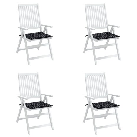Tuinstoelkussens 4 st ruitpatroon 50x50x3 cm stof zwart 3