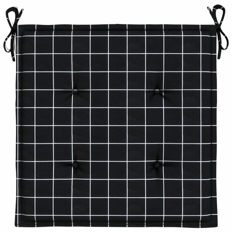 Tuinstoelkussens 4 st ruitpatroon 50x50x3 cm stof zwart 5
