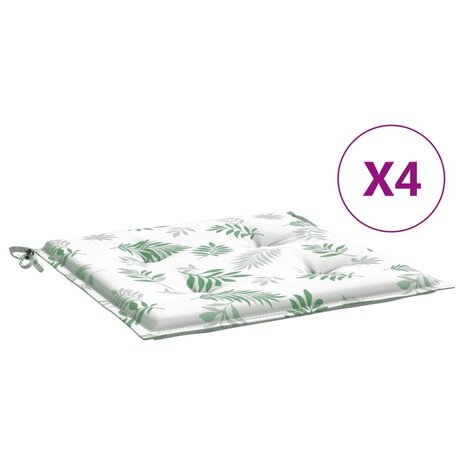 Tuinstoelkussens 4 st bladpatroon 50x50x3 cm stof 2