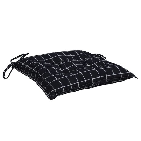 Stoelkussens 2 st ruitpatroon 40x40x7 cm stof zwart 4
