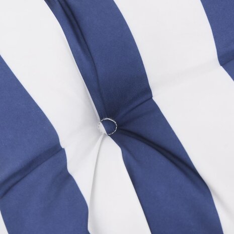 Stoelkussens 2 st 50x50x7 cm stof gestreept wit en blauw 6