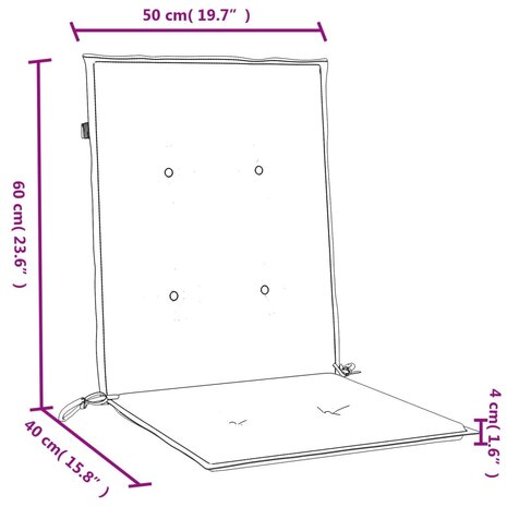 Stoelkussens 2 st lage rug 100x50x4 cm stof lichtgrijs 10