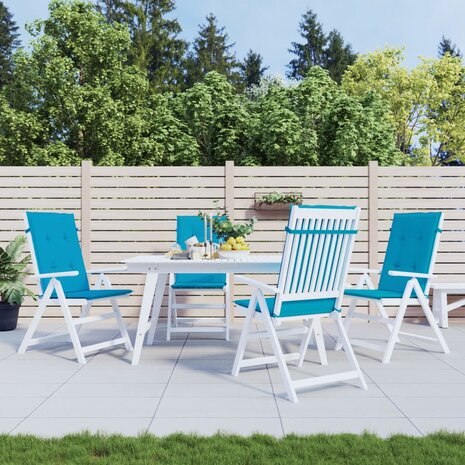 Tuinstoelkussens 4 st hoge rug 120x50x3 cm stof blauw 1
