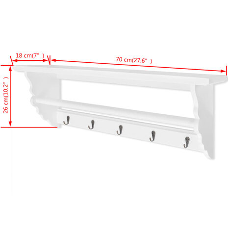 Kapstok barokstijl MDF wit 6