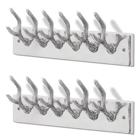 Kapstokken 2 st aluminium zilverkleurig 2