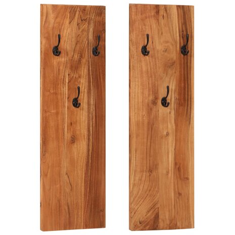 Wandkapstokken 2 st 36x3x110 cm massief acaciahout 1