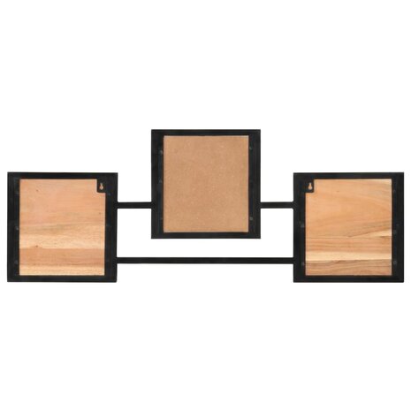 Wandkapstok 90x1x35 cm massief acaciahout en ijzer 3