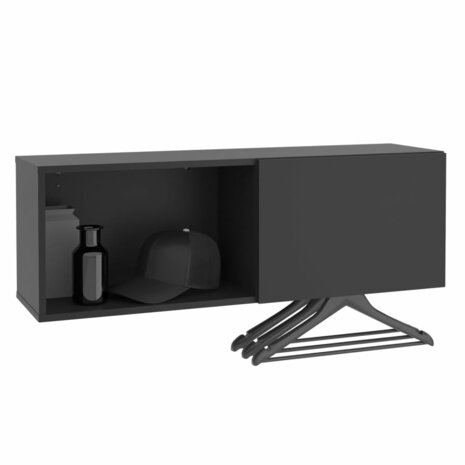 FMD Wandkapstok met vak 99,1x27,2x33cm zwart 2