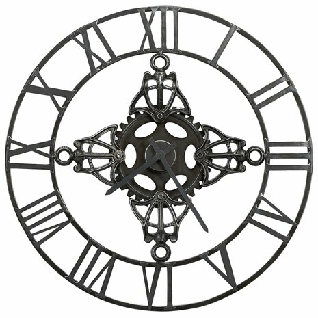Wandklok 78 cm metaal zilverkleurig 3