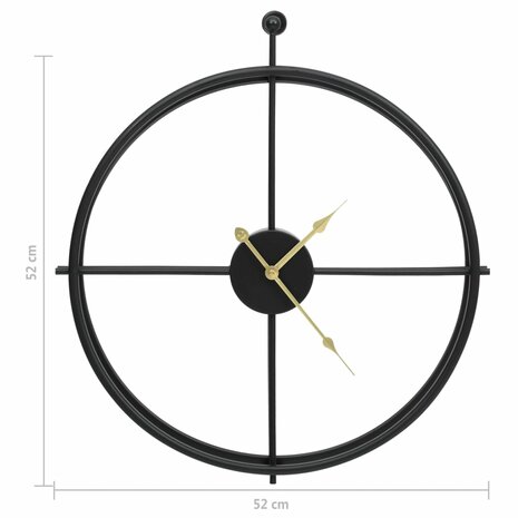 Wandklok 52 cm ijzer zwart 5