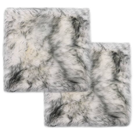 Stoelkussens 2 st 40x40 cm schapenvacht gemêleerd donkergrijs 1