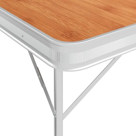 Campingtafel inklapbaar met 2 banken aluminium bruin 3