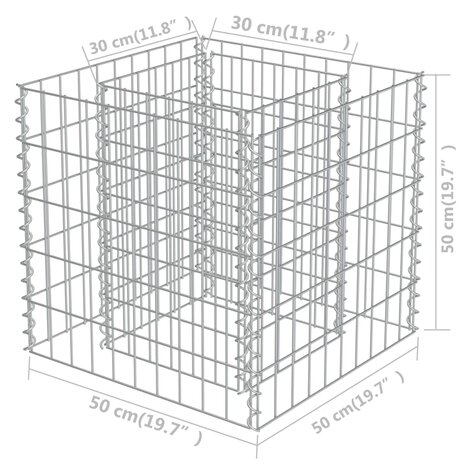 Gabion plantenbak verhoogd 50x50x50 cm gegalvaniseerd staal 7
