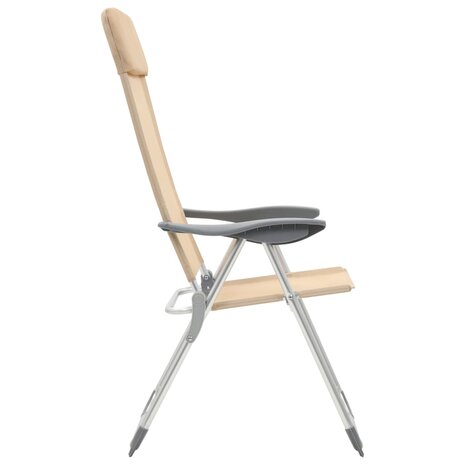 Campingstoelen 2 st inklapbaar aluminium crèmewit 5