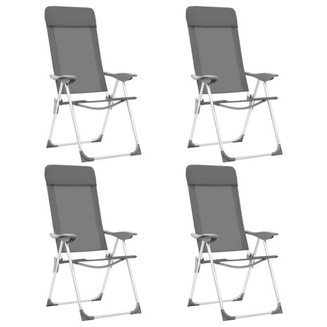Campingstoelen 4 st inklapbaar aluminium grijs 1