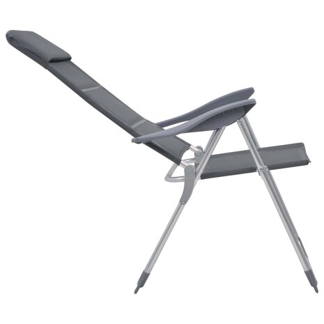 Campingstoelen 58x69x111 cm aluminium grijs 2 st 5