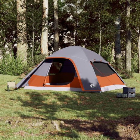 Koepeltent 6-persoons waterdicht grijs 3