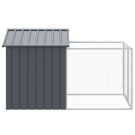 Hondenhok met dak 117x201x123 cm gegalvaniseerd staal antraciet 4