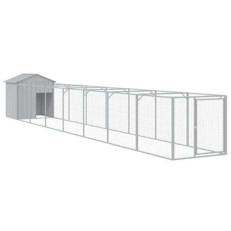 Hondenhok met dak 117x813x123 cm staal lichtgrijs 2