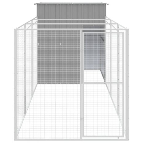 Hondenhok met ren 165x455x181 cm staal lichtgrijs 3