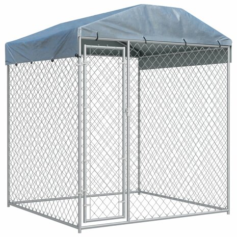 Hondenkennel voor buiten met dak 193x193x225 cm 1