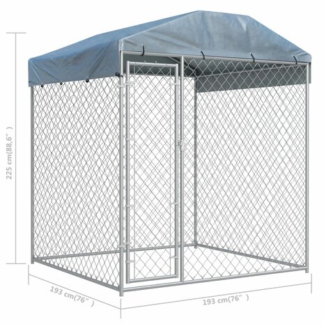Hondenkennel voor buiten met dak 193x193x225 cm 5