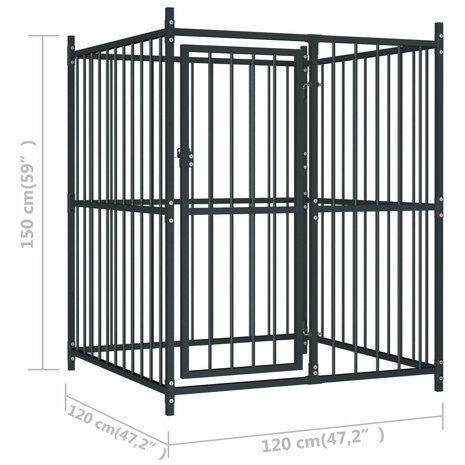 Hondenkennel voor buiten met dak 120x120x150 cm 6