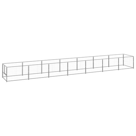 Hondenkennel 7 m² staal zilverkleurig 1